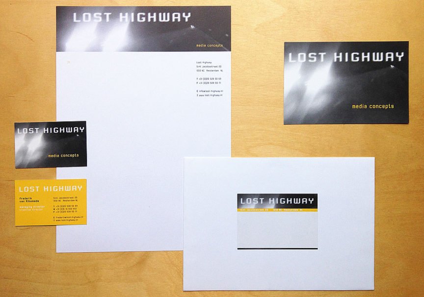 huisstijl en logo ontwerp voor lost highway media concepts