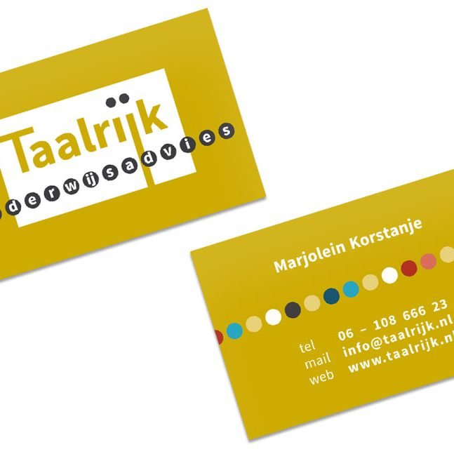 Logo en visitekaartje voor Taalrijk Onderwijsadvies
