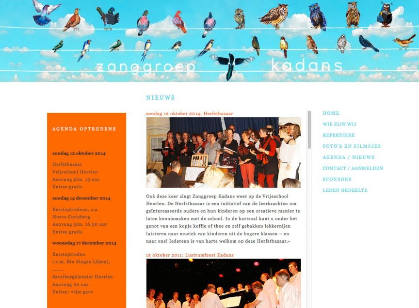 Website-grafisch-ontwerp design zangkoor kadans Heerlen