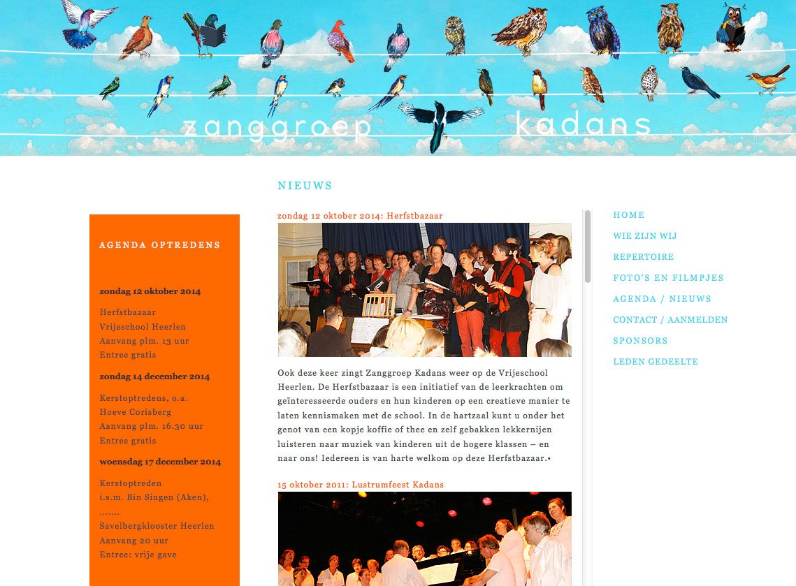 Website-grafisch-ontwerp design zangkoor kadans Heerlen