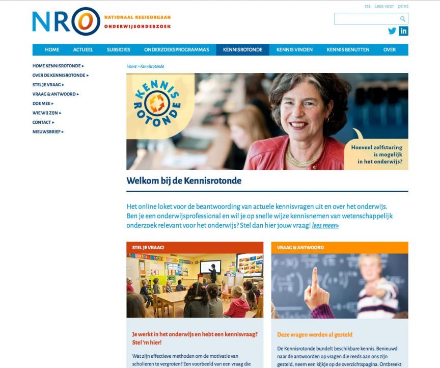 Website ontwerp NRO (Nationaal Regieorgaan Onderwijsonderzoek)