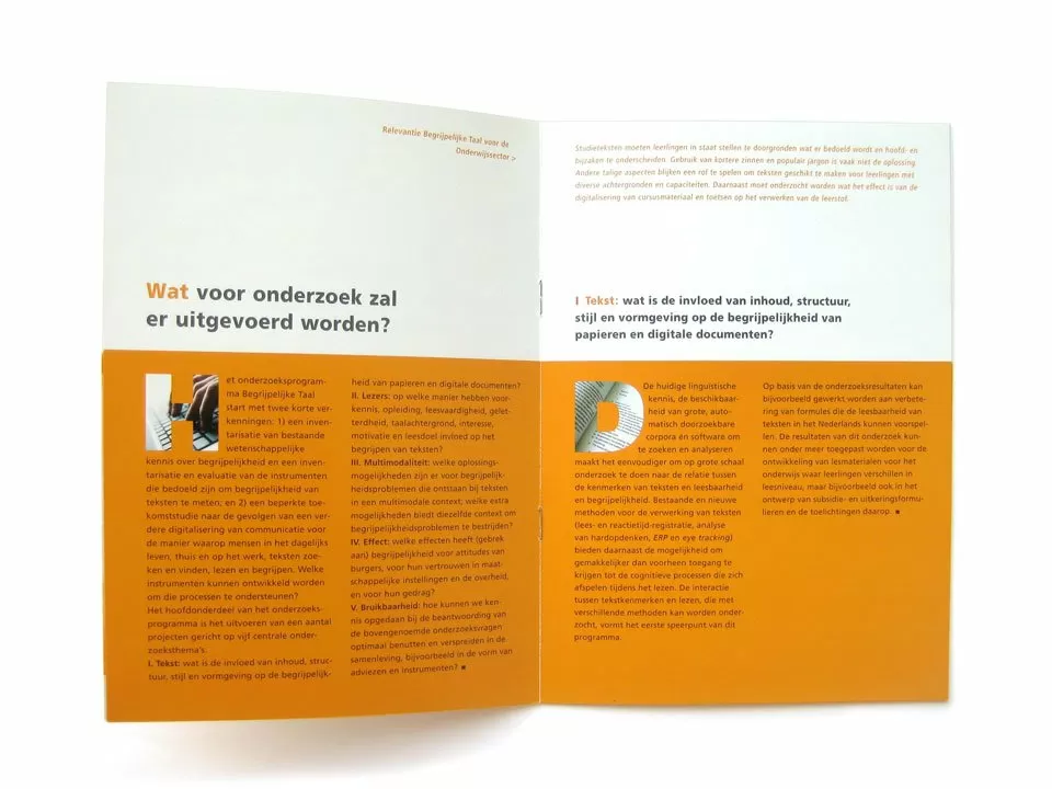 Binnenwerk van de NWO-Brochure ‘Begrijpelijke Taal’