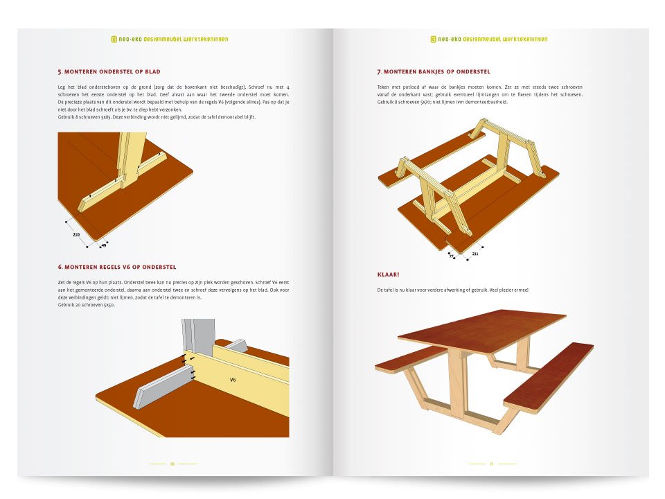 Brochure van een handleiding van een Picknicktafel van Neo-Eko Meubel