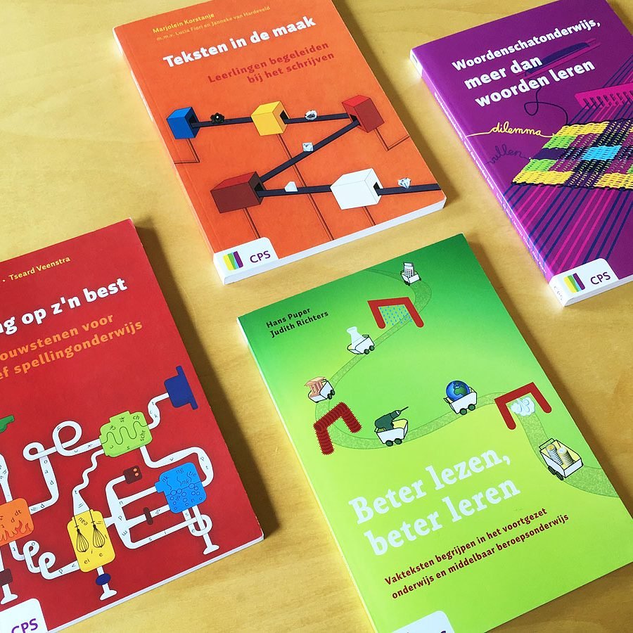 covers van een serie van 4 boeken voor CPS over effectief taalonderwijs