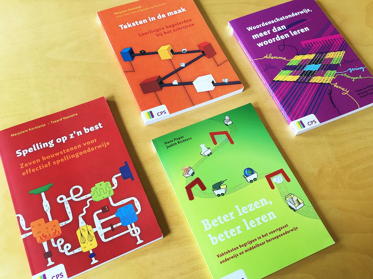 covers van een serie van 4 boeken voor CPS over effectief taalonderwijs