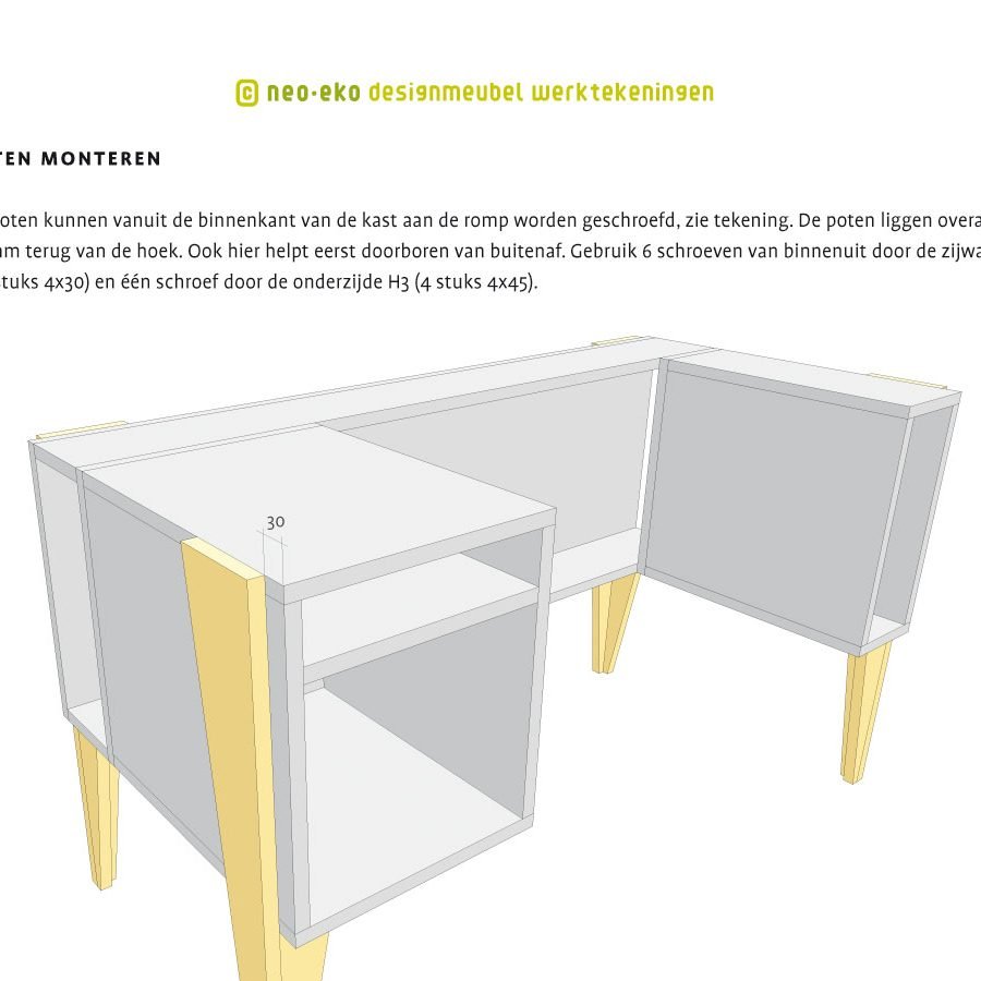 instructietekening in handleiding voor het zelf maken van design buro neo-eko