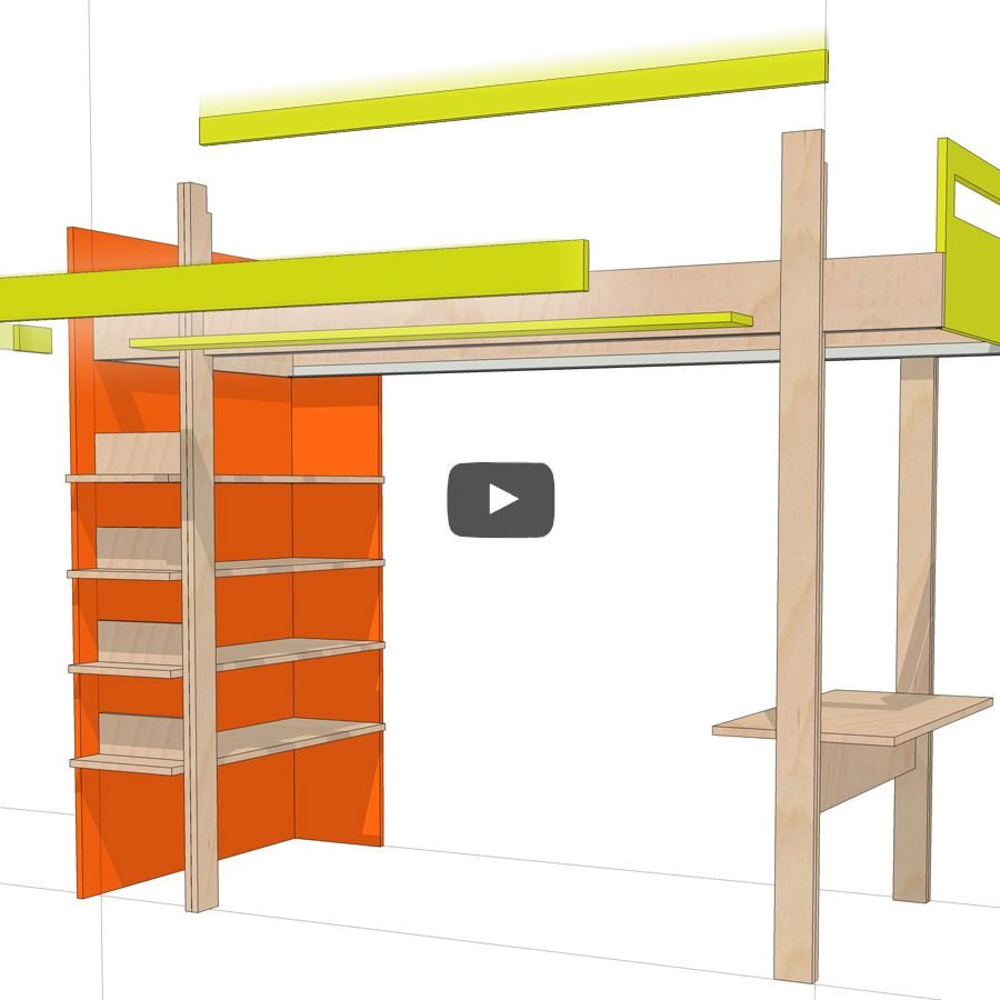 animatie van 3D-tekening van zelfbouw hoogslaper